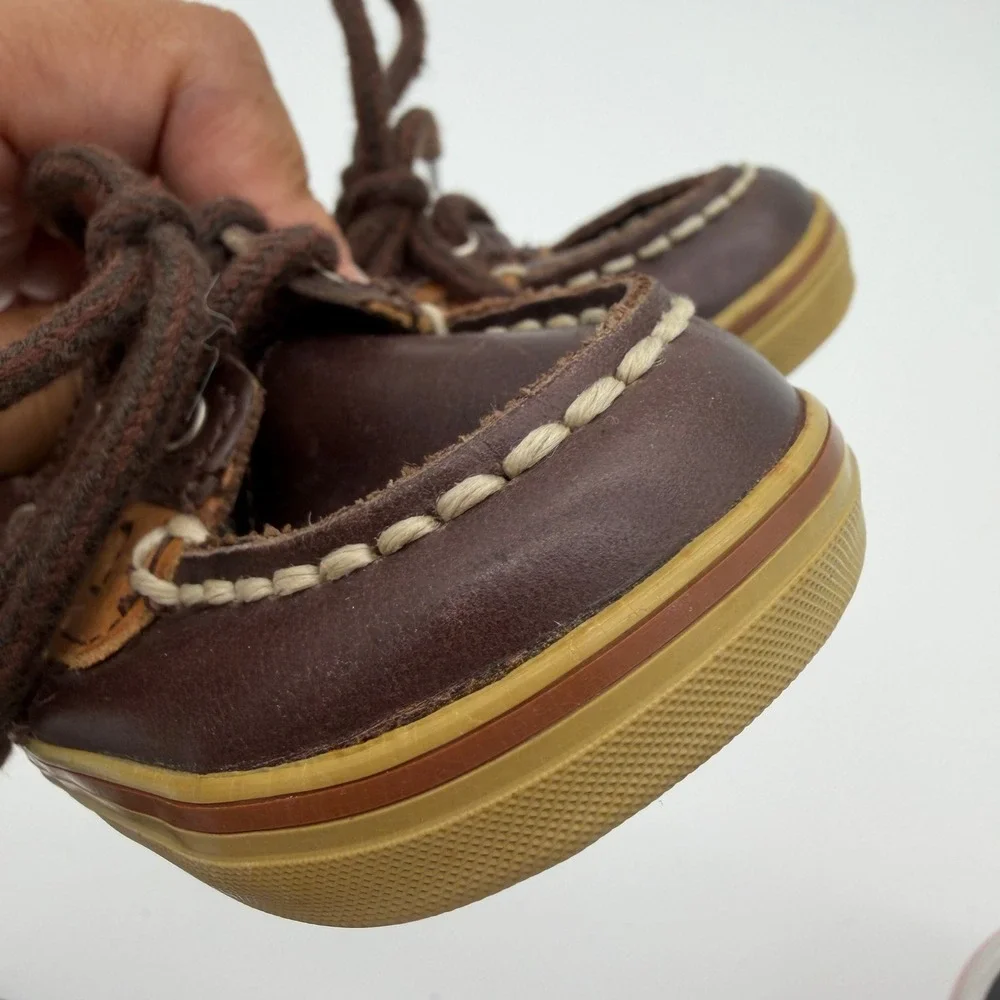 Sperry Bluefish Prewalker Kids Size 2M Brown Leather‎ Boat Shoes PB31924